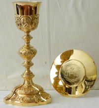 French antique solid silver gilt Baroque Chapel Set